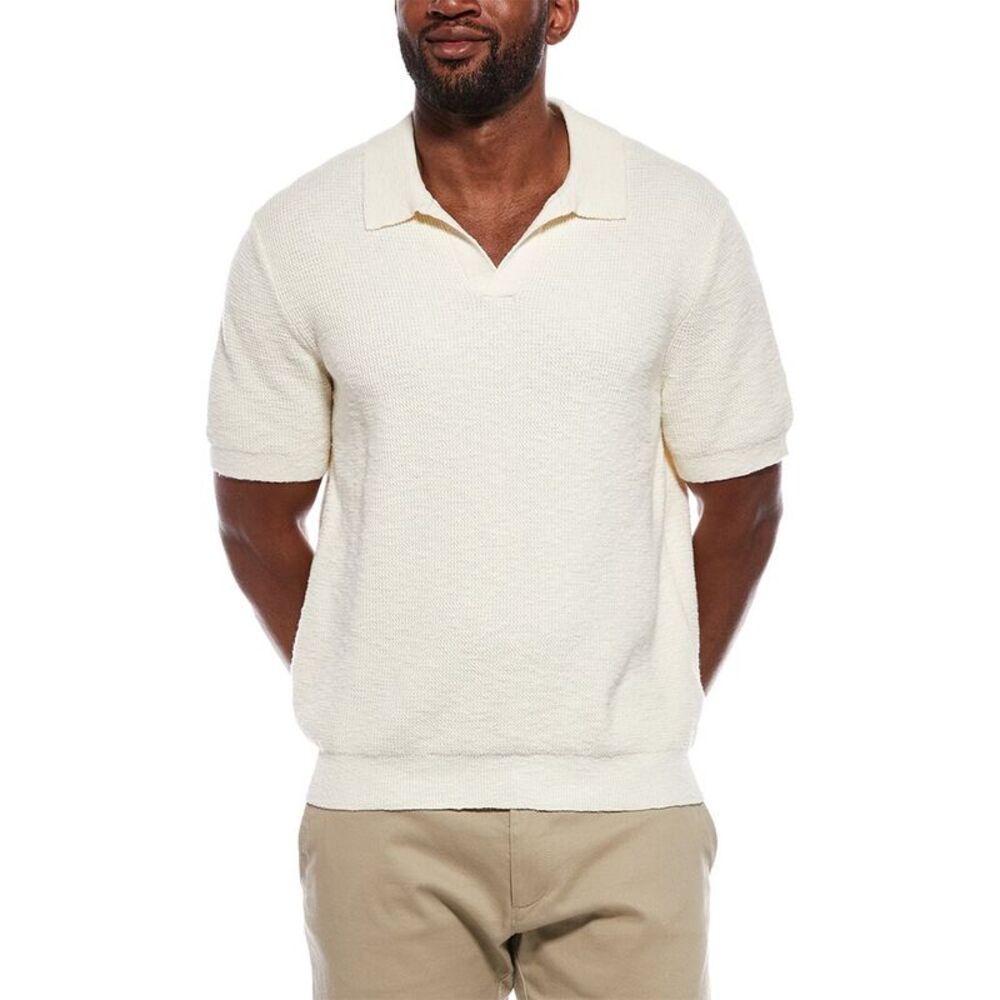 Madewell Mens  Waffle Knit Johnny Collar Polo Sweater, White